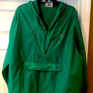 Light weight green Lacoste pullover with hood